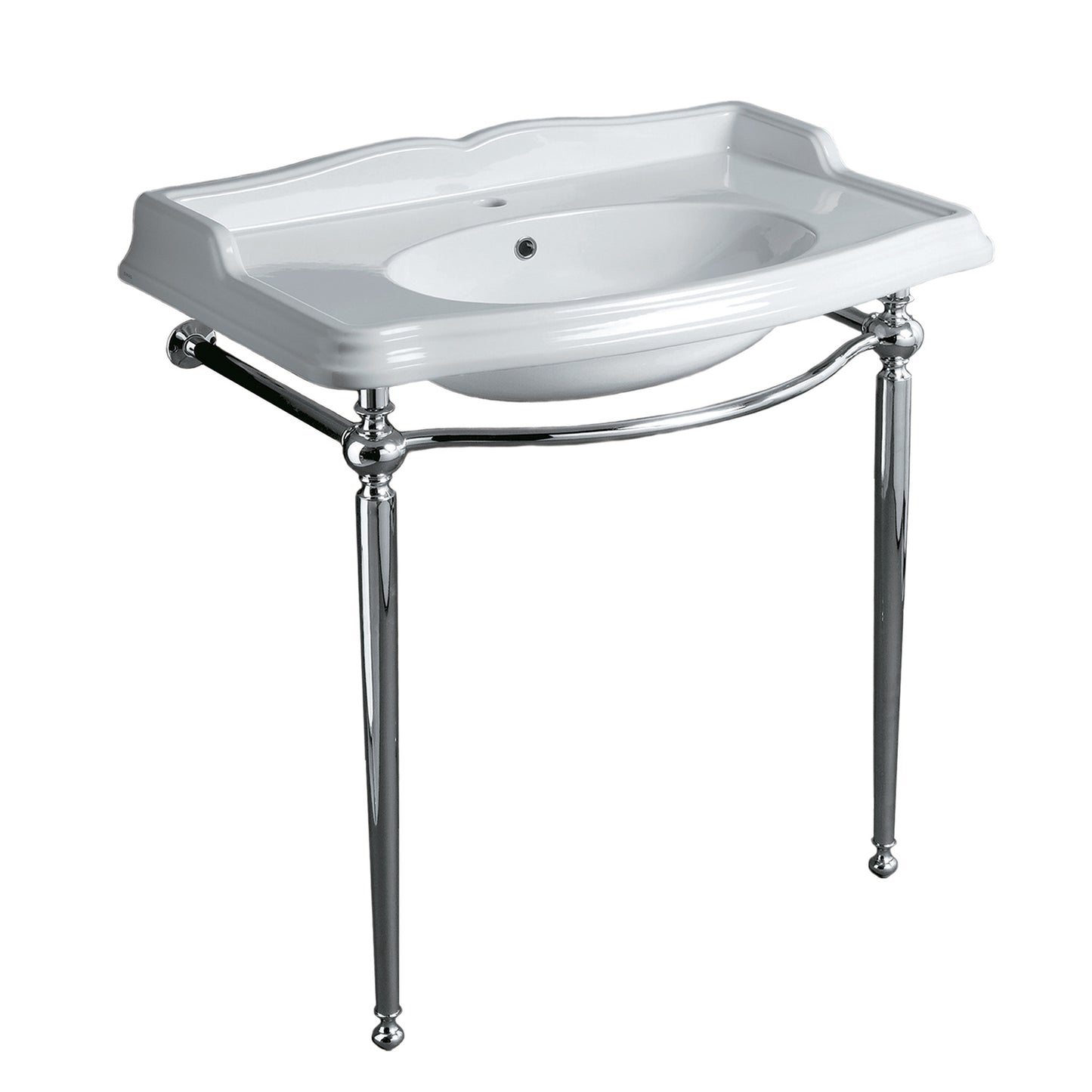 Britannia Large Rectangular Sink Console with Front Towel Bar and Single Faucet Hole Drill