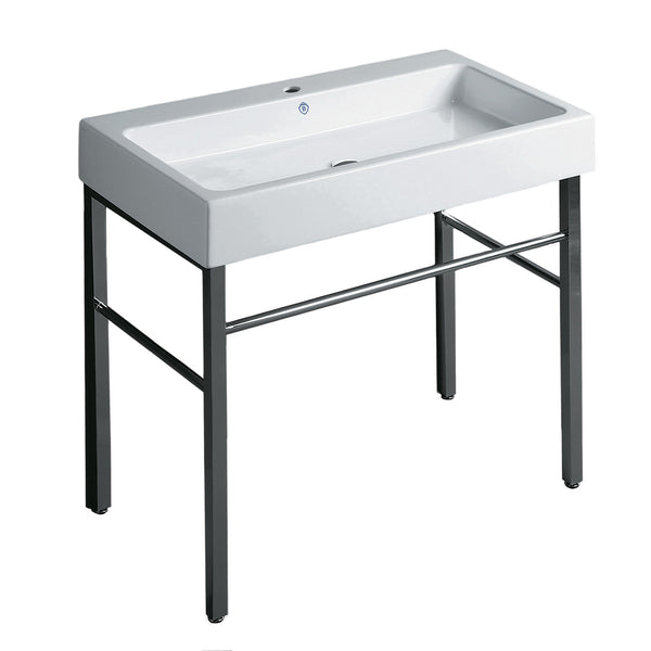 Britannia Large Rectangular Sink Console with Front Towel Bar and Single Faucet Hole Drill