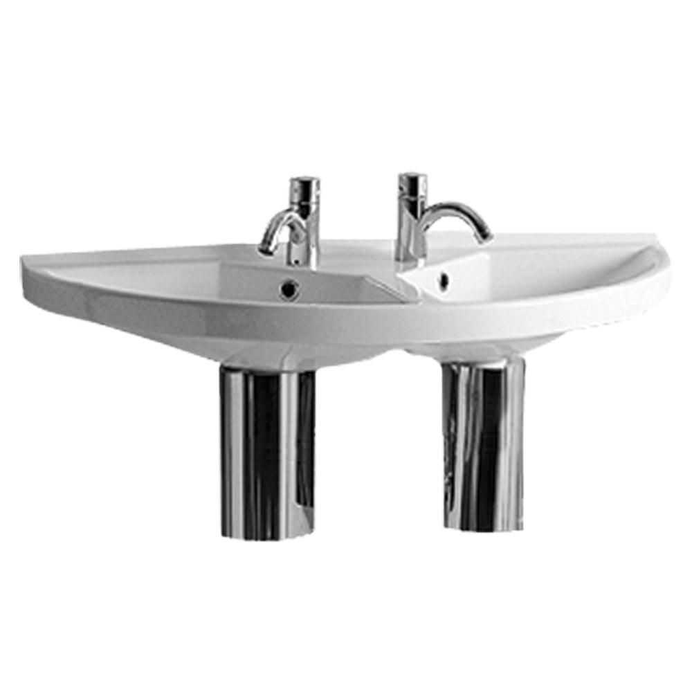 Large U-Shaped Double Basin with Chrome Overflows 