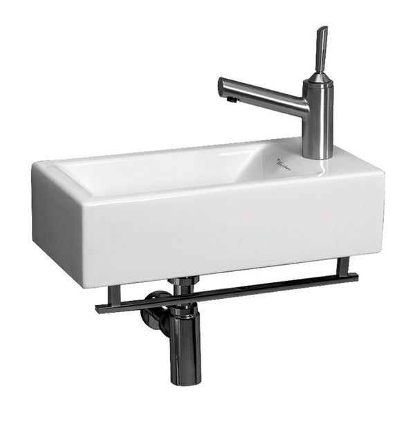 Small Basin with Crome Towel Bar and Center Drain