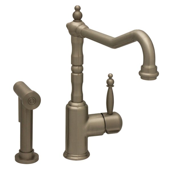 Jem Collection Single Lever Handle Faucet with Traditional Swivel Spout and Solid Brass Side Spray