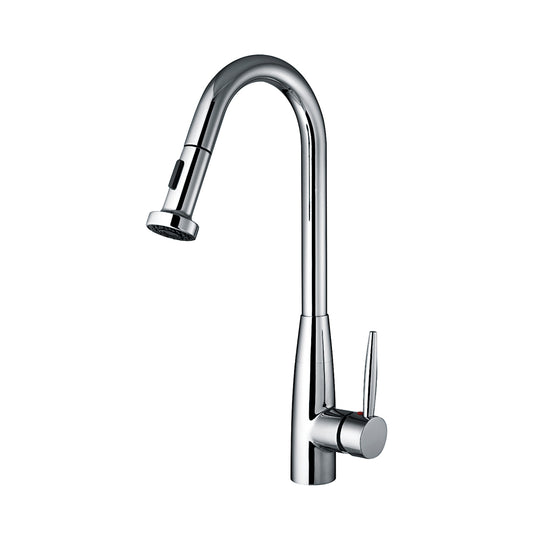 Jem Collectin Single Lever Handle Faucet with aGooseneck Swivel Spout and Pull-Down Spray Head