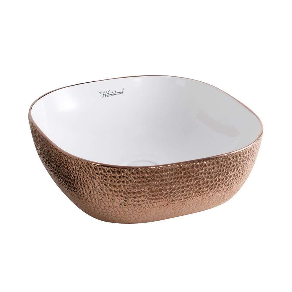 Square Basin with an Embossed Exterior, Smooth Interior, and Center Drain