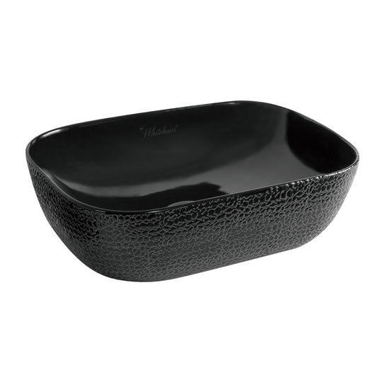 Rectangular Basin with an Embossed Exterior, Smooth Interior, and Center Drain