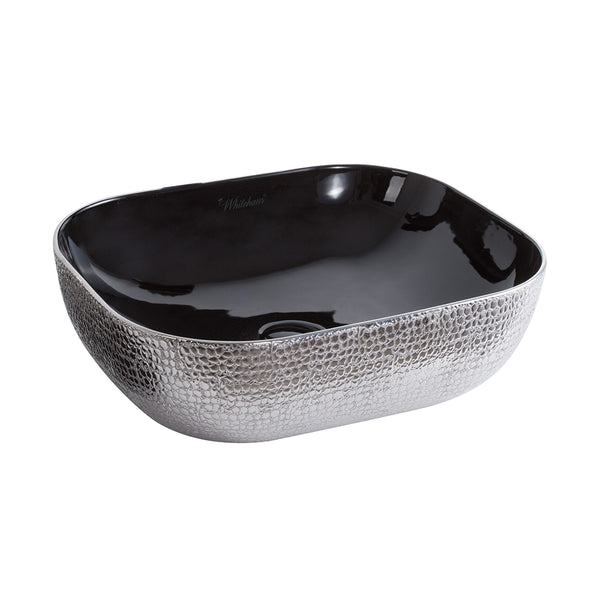 Rectangular Basin with an Embossed Exterior, Smooth Interior, and Center Drain