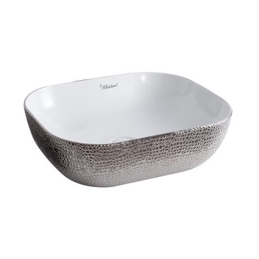 Rectangular Basin with an Embossed  Exterior, Smooth Interior, and Center Drain