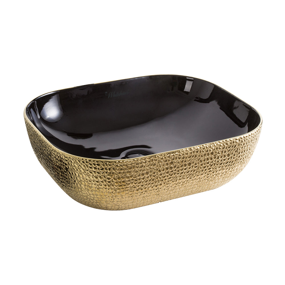 Rectangular Basin with an Embossed Exterior, Smooth Interior, and Center Drain