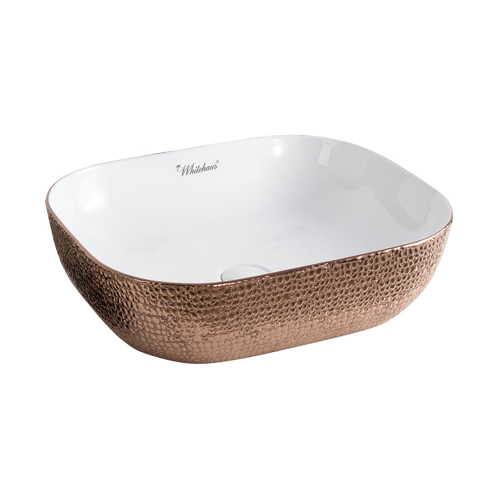 Rectangular Basin with an Embossed Exterior, Smooth Interior, and Center Drain