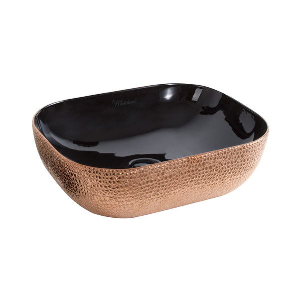 Rectangular Basin with an Embossed Exterior, Smooth Interior, and Center Drain