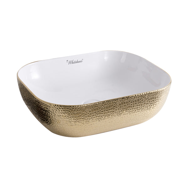 Rectangular Basin with an Embossed Exterior, Smooth Interior, and Center Drain