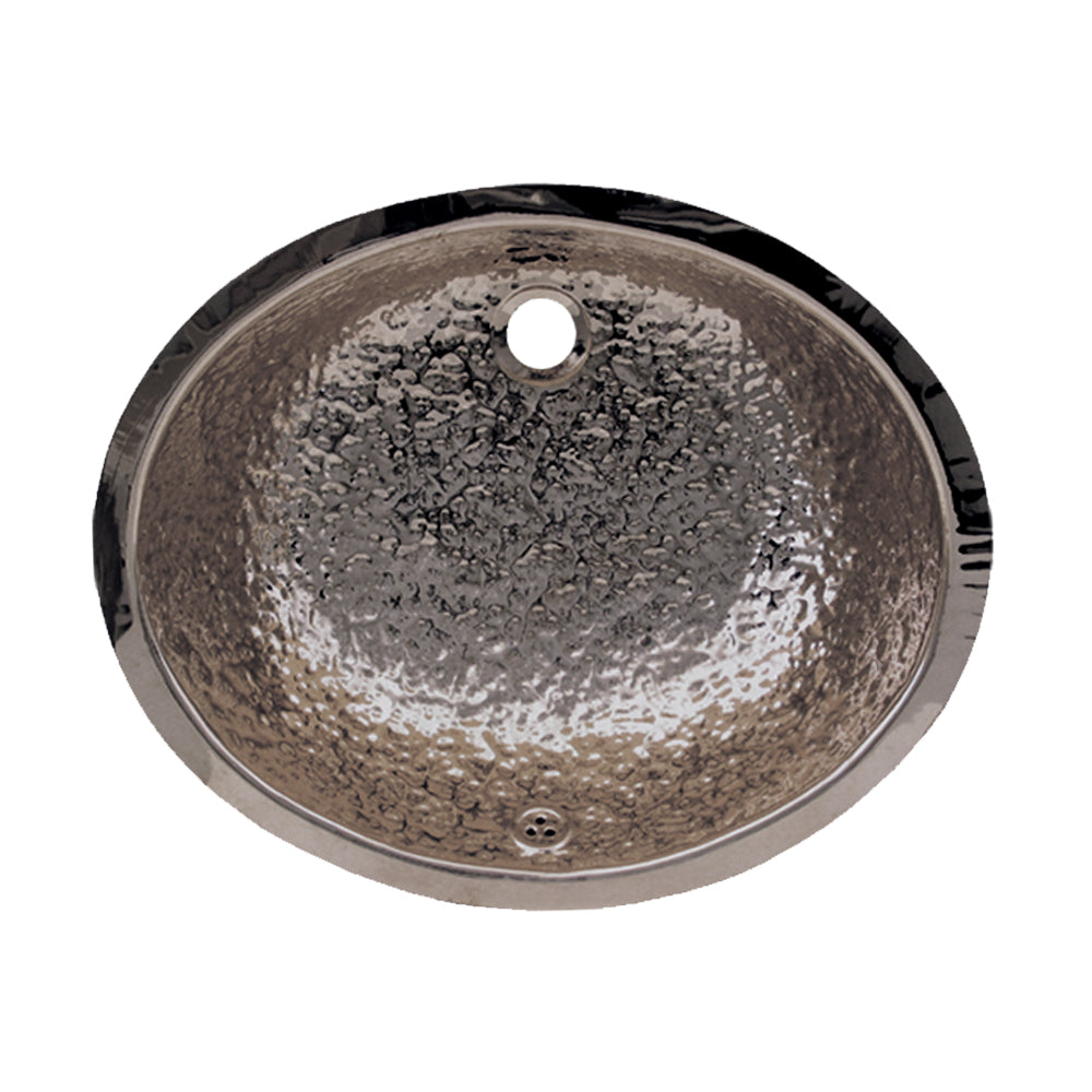 Oval Hammered Textured Basin with Overflow and a 1 1/4" Rear Center Drain