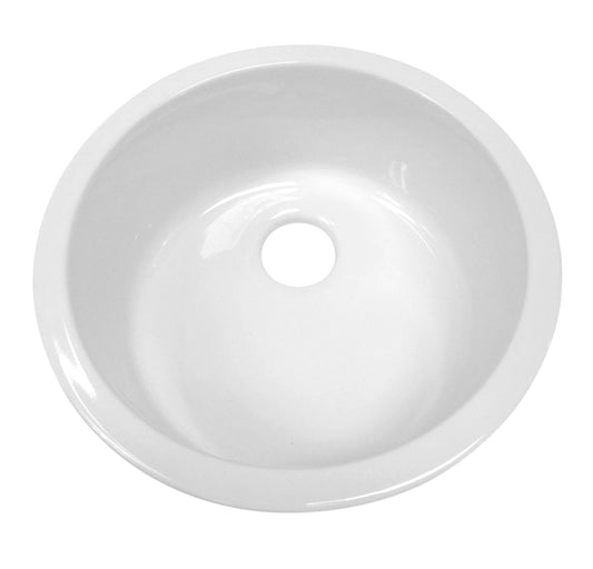 Fireclay Circular Drop In/Sink with 3 ½"  Rear Center Drain