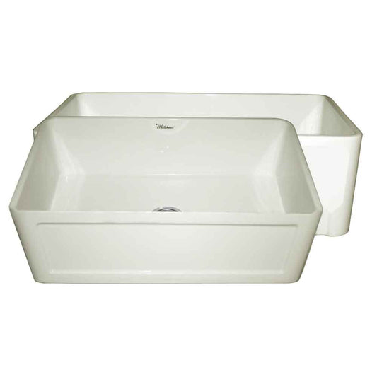 Farmhaus Fireclay Sink with a Concave Front Apron on One Side and Fluted Front Apron on the Other