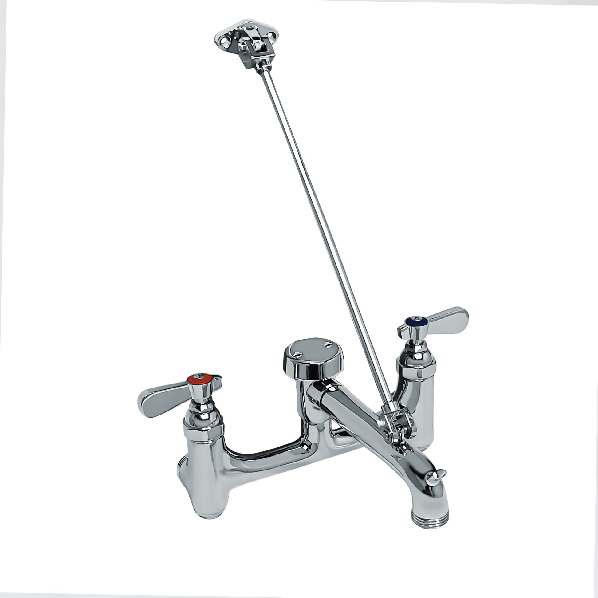 Heavy Duty wall mount service sink faucet with support bracket and lever handles 