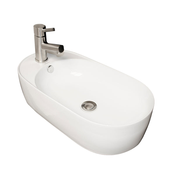 Oval Basin with Integrated Oval Bowl and a Center Drain