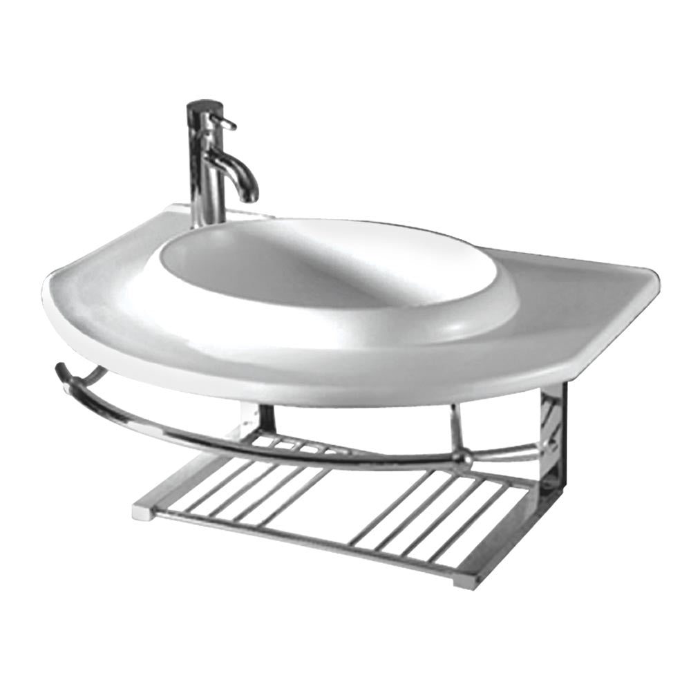 Large Basin with Integrated Round Bowl, Single Faucet Hole and Center Drain 