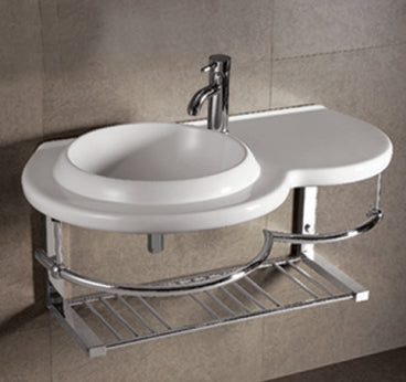 Large Basin with Integrated Round Bowl, Single Faucet Hole and Center Drain