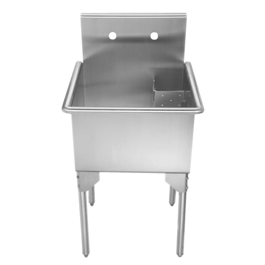 Brushed Stainless Steel Small Square, Single Bowl Commerical Freestanding Utility Sink