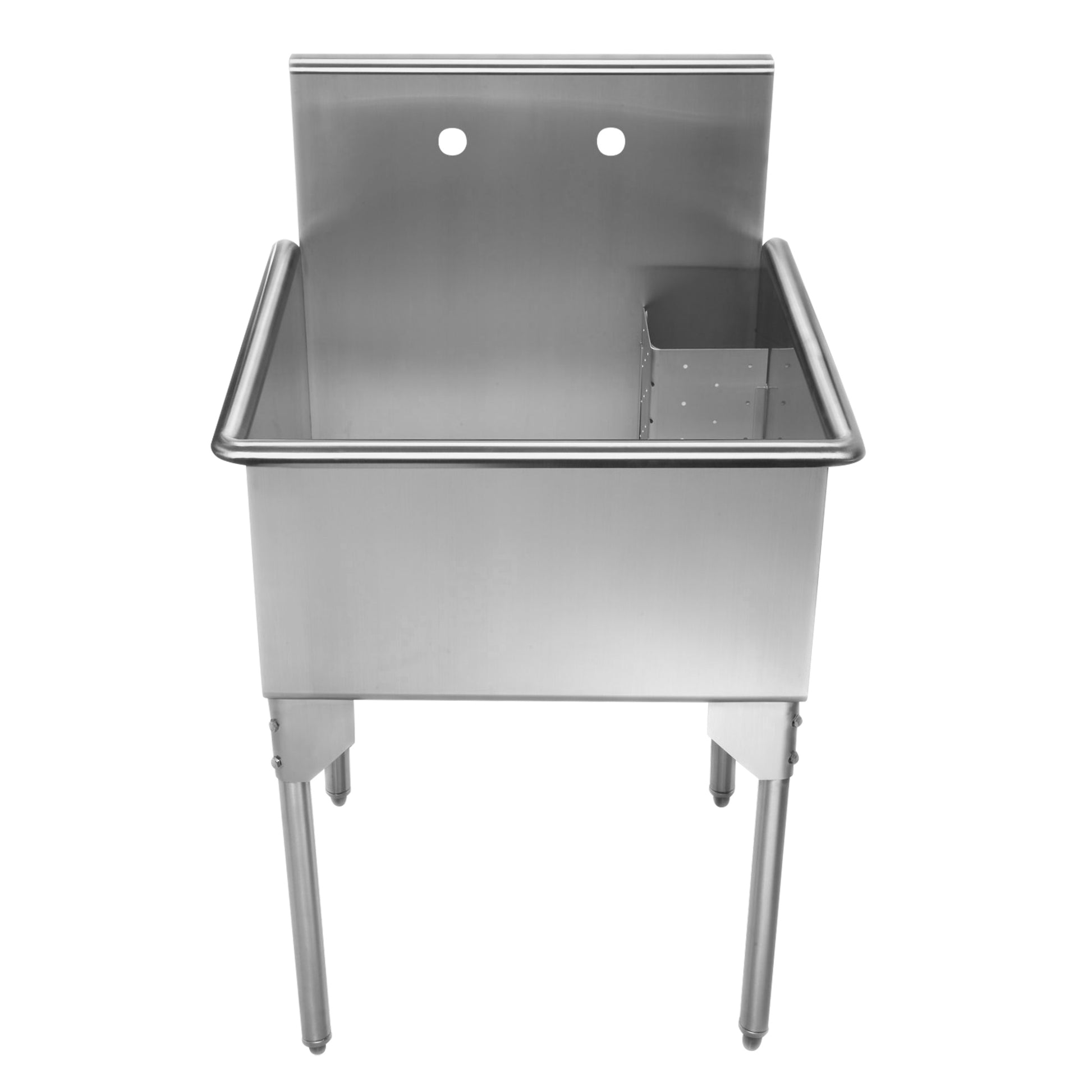 Brushed Stainless Steel Square, Single Bowl Commerical Freestanding Utility Sink