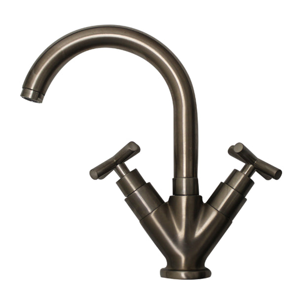 Luxe Dual Handle Bathroom Faucet with Tubular Swivel Spout, Cross Handles and Pop-Up Waste