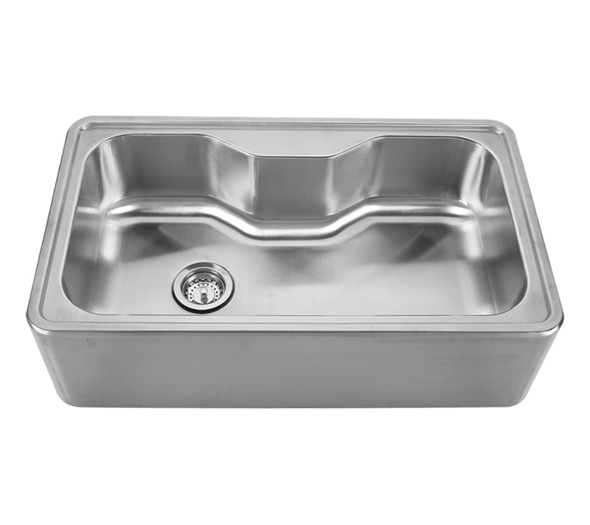 Brushed Stainless Steel Single Bowl Drop-In Sink with a Seamless Customized Front apron