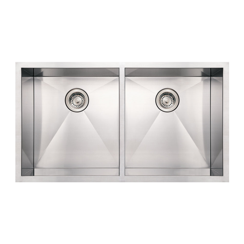 Brushed Stainless Steel Commercial Double Bowl Sink