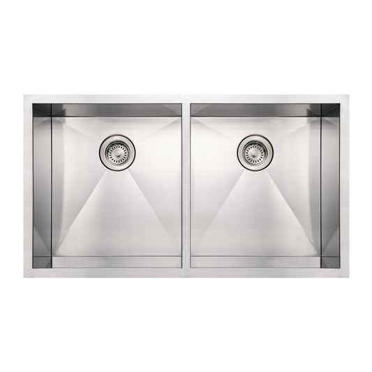 Brushed Stainless Steel Commercial Double Bowl Sink