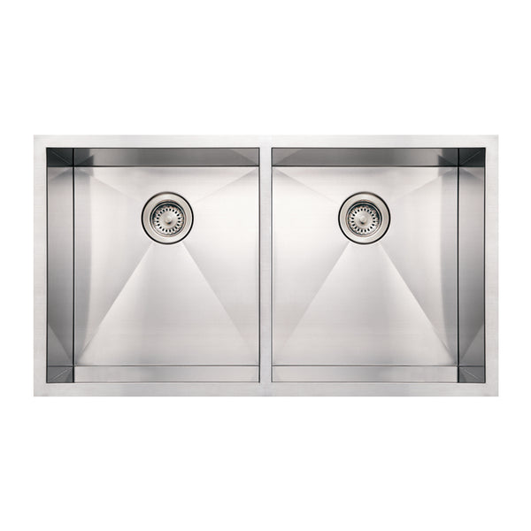 Brushed Stainless Steel Commercial Double Bowl Sink