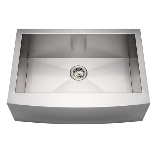 Brushed Stainless Steel Commercial Single Bowl Sink with an arched Front Apron