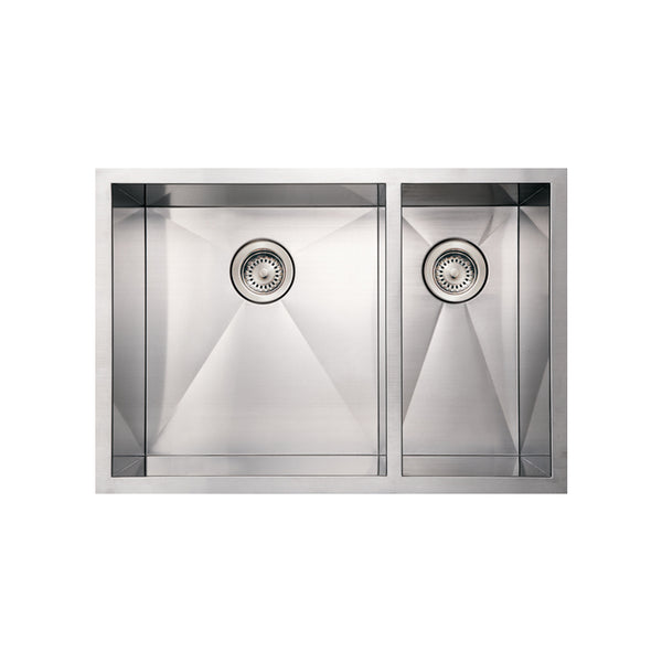 Brushed Stainless Steel Commercial Double Bowl Sink