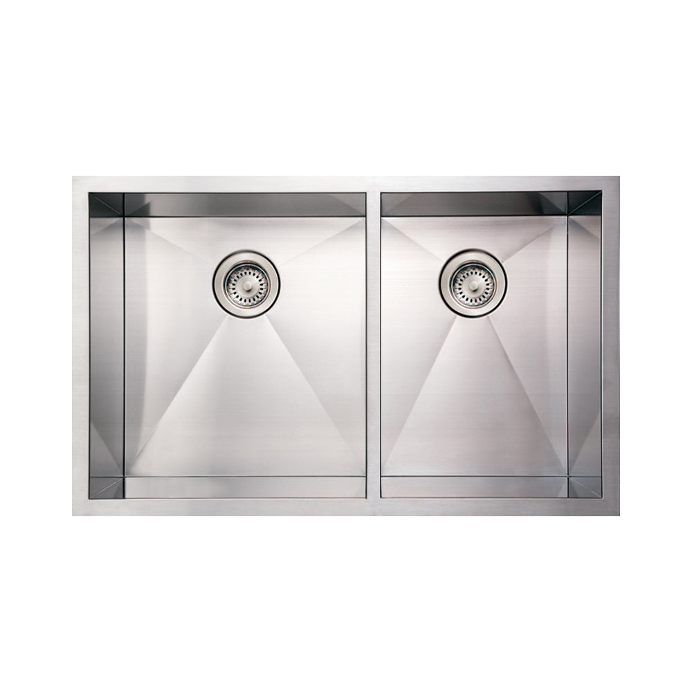 Brushed Stainless Steel Commercial Double Bowl Sink