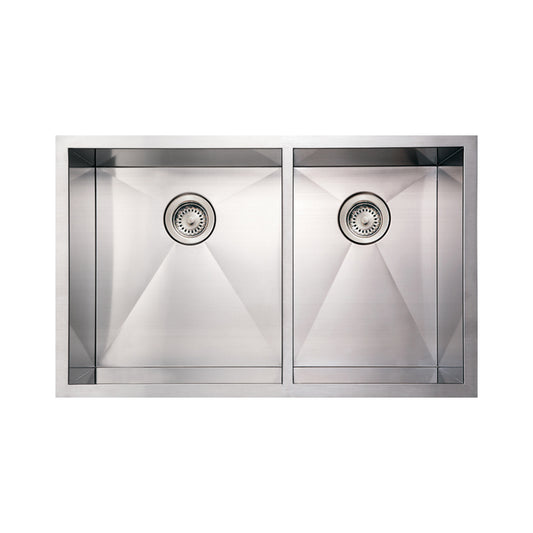 Brushed Stainless Steel Commercial Double Bowl Sink