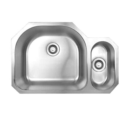 Brushed Stainless Steel Double Bowl Disposal Sink