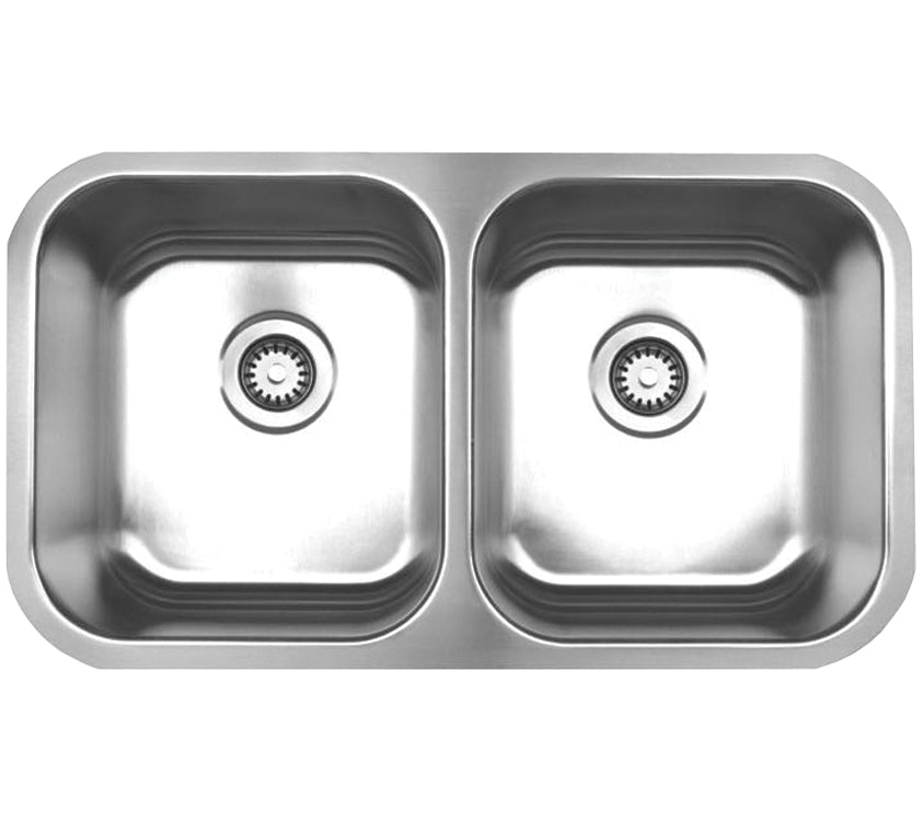 Brushed Stainless Steel Double Bowl Sink