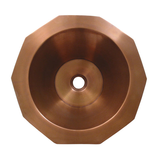 Decagon Shaped Copper Bathroom Basin with Smooth Texture and 1 1/2" Center Drain