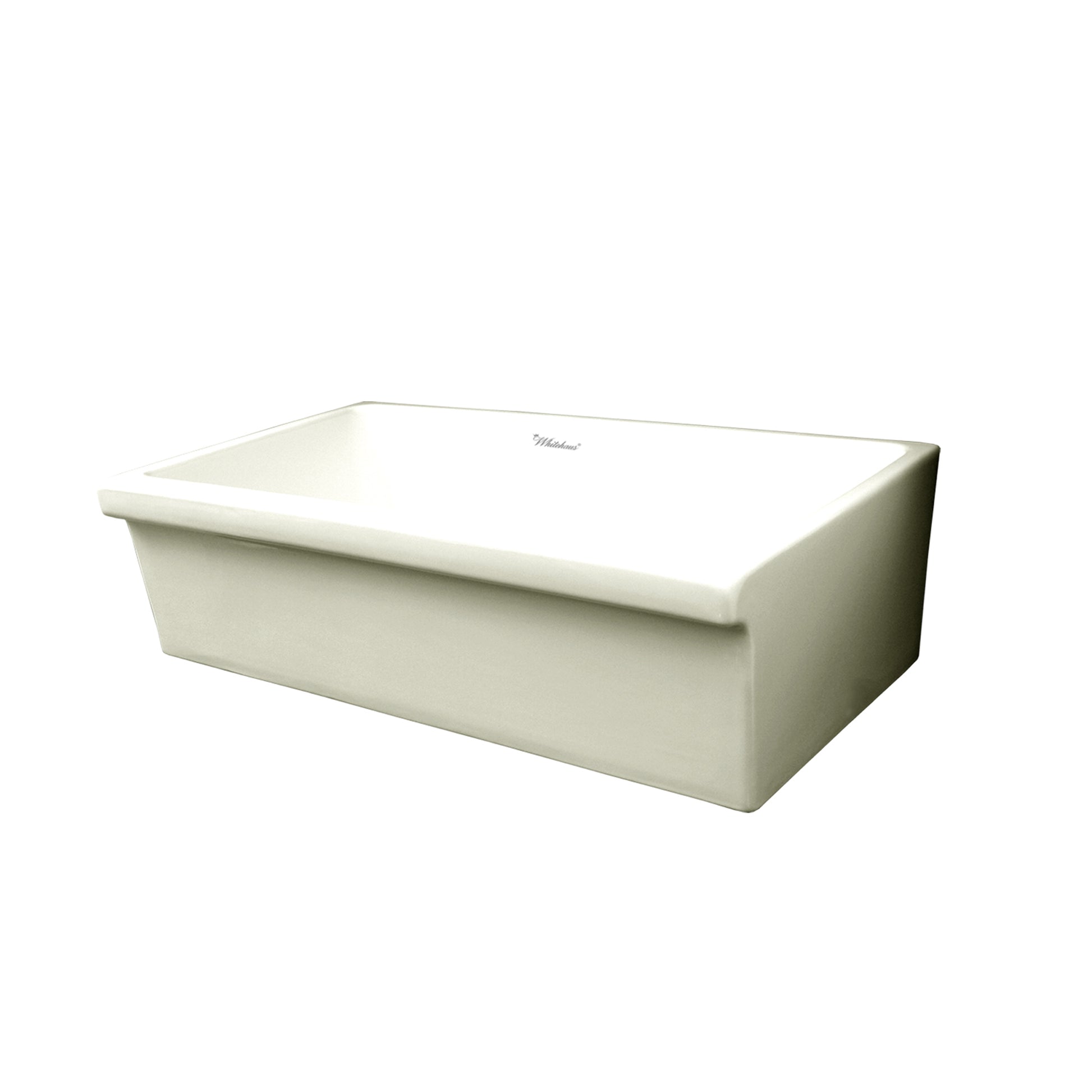 Farmhaus Fireclay Large Sink with 2 ½" Lip on One Side and 2" Lip on the Opposite Side