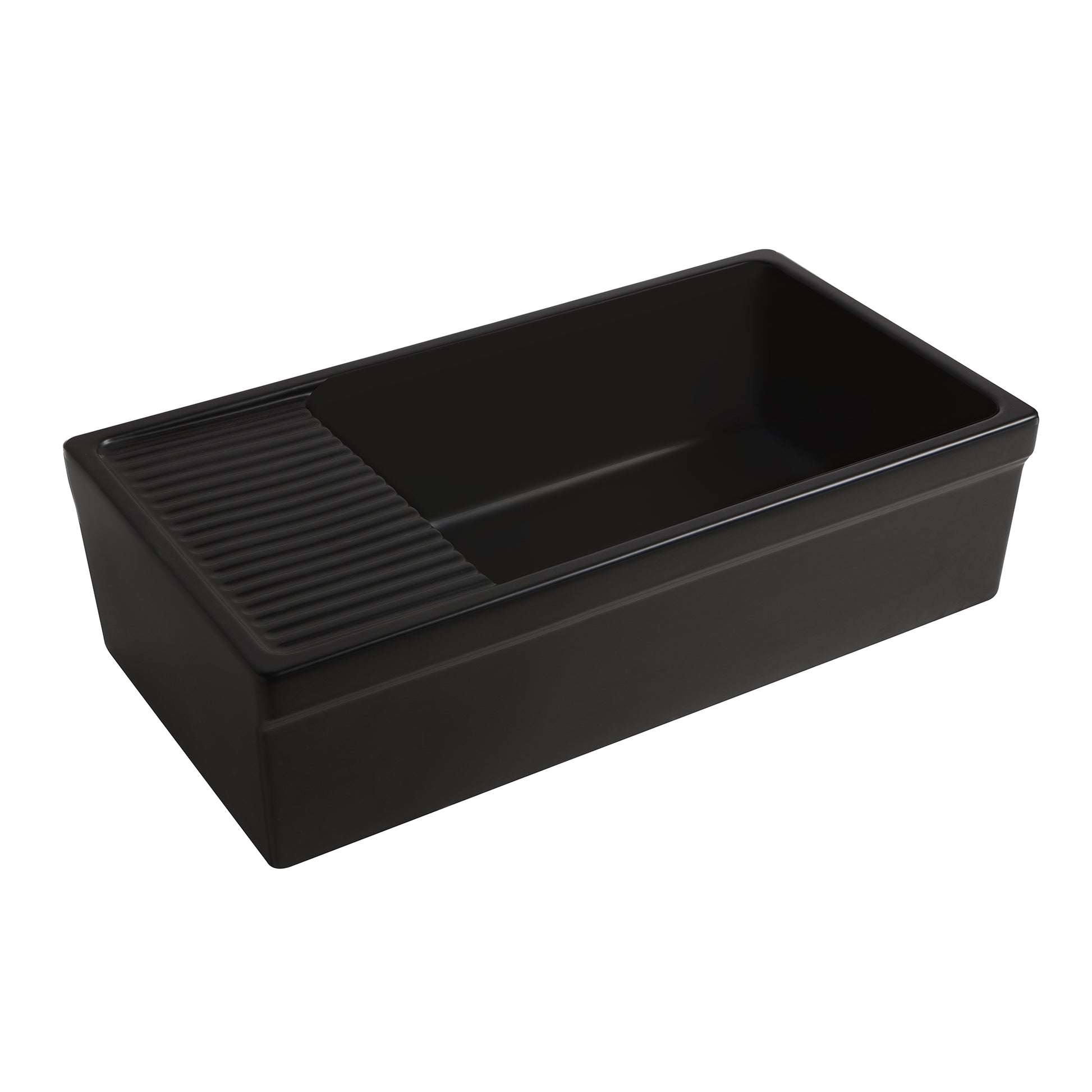 Farmhaus Large Matte Fireclay Kitchen Sink with Integral Drainboard and a 2 ½" Lip Front Apron on Both Sides