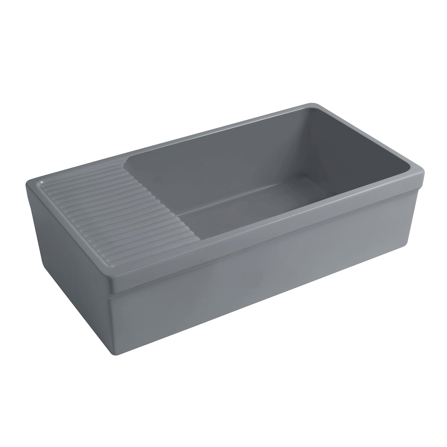 Farmhaus Large Matte Fireclay Kitchen Sink with Integral Drainboard and a 2 ½" Lip Front Apron on Both Sides