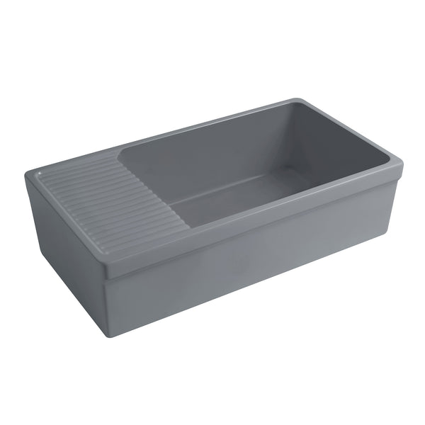 Farmhaus Large Matte Fireclay Kitchen Sink with Integral Drainboard and a 2 ½ Lip Front Apron on Both Sides