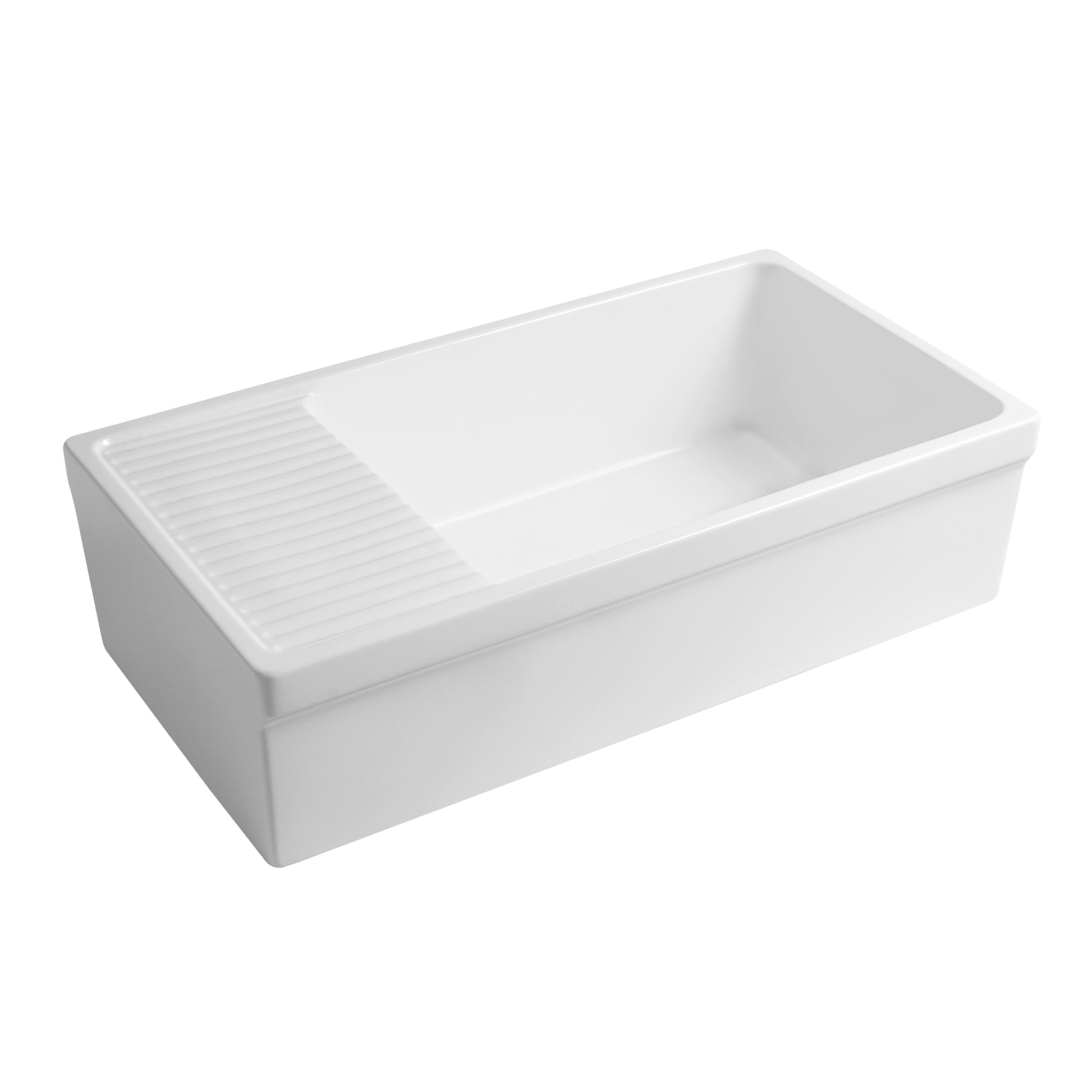 Farmhaus Large Matte Fireclay Kitchen Sink with Integral Drainboard and a 2 ½" Lip Front Apron on Both Sides