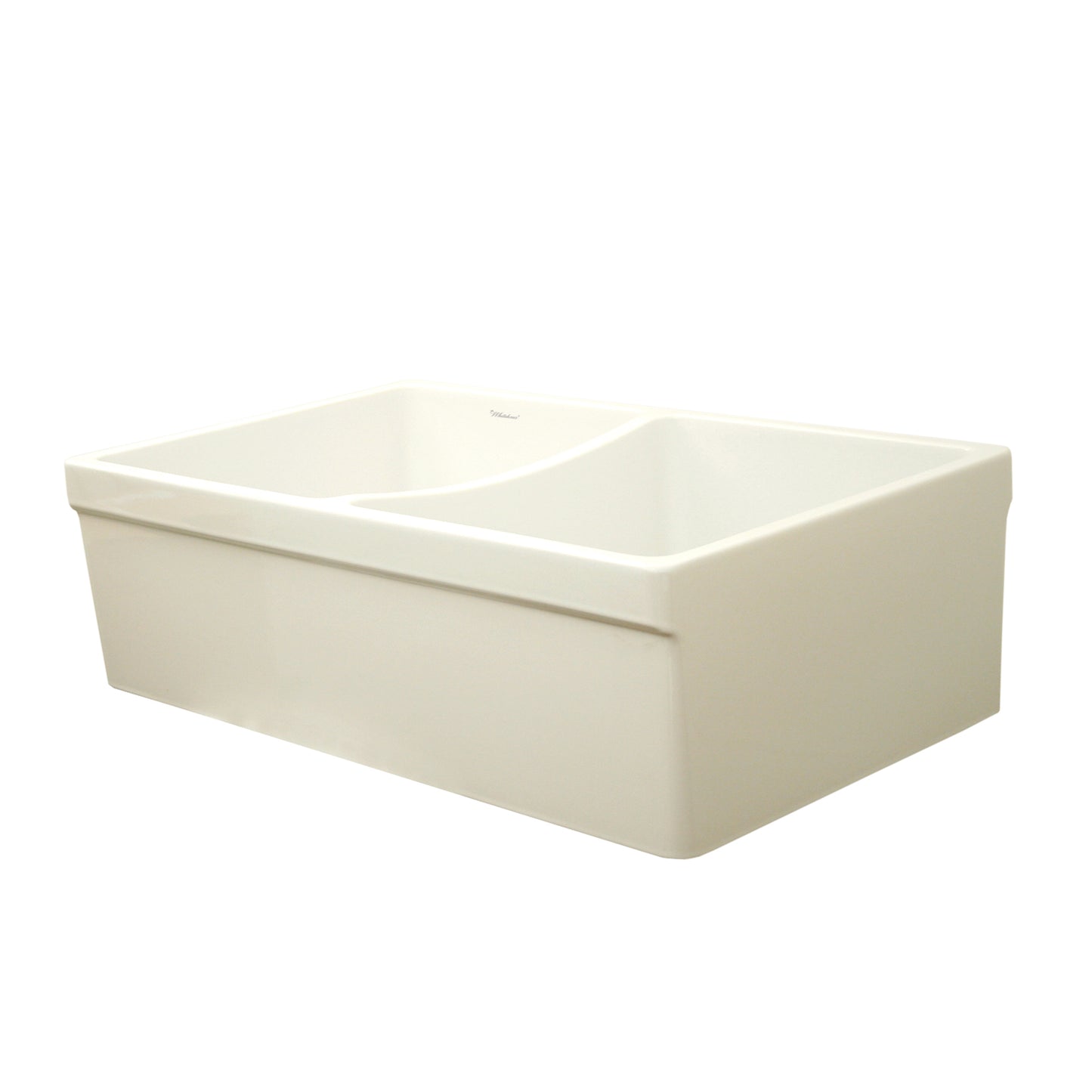 Farmhaus Fireclay Double Bowl Sink with 2" Lip on One Side and 2 ½" Lip on the Opposite Side 