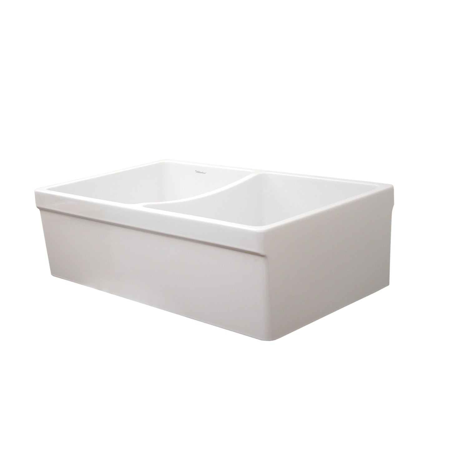 Farmhaus Fireclay Double Bowl Sink with 2" Lip on One Side and 2 ½" Lip on the Opposite Side 