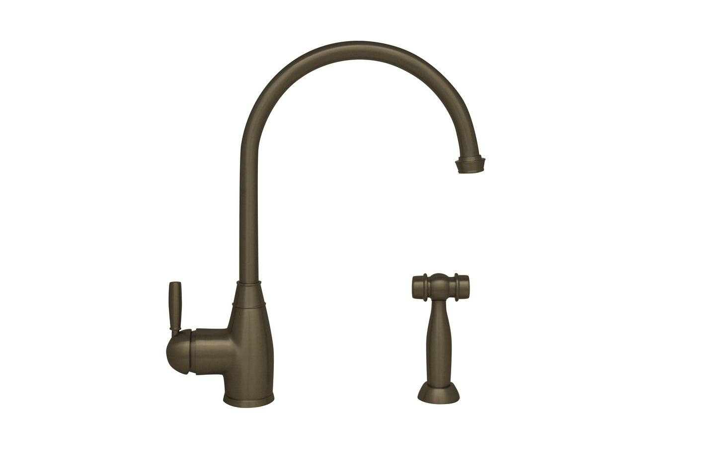 Queenhaus Single Lever Faucet with aLong Gooseneck Spout, Solid Single Lever Handle and Solid Brass Side Spray