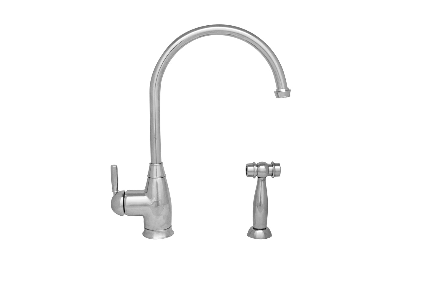 Queenhaus Single Lever Faucet with aLong Gooseneck Spout, Solid Single Lever Handle and Solid Brass Side Spray