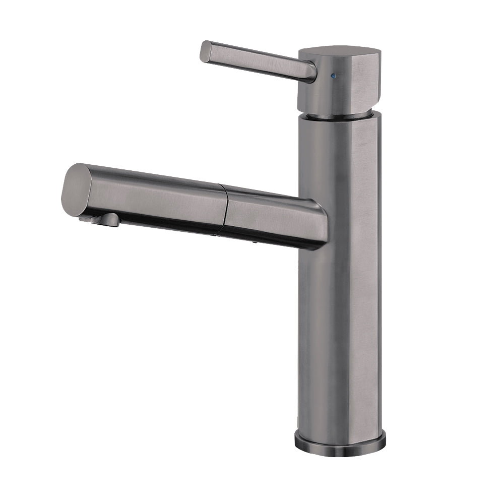 Waterhaus Lead-Free Solid Stainless Steel Single Lever Kitchen Faucet with Pull-Out Spray Head