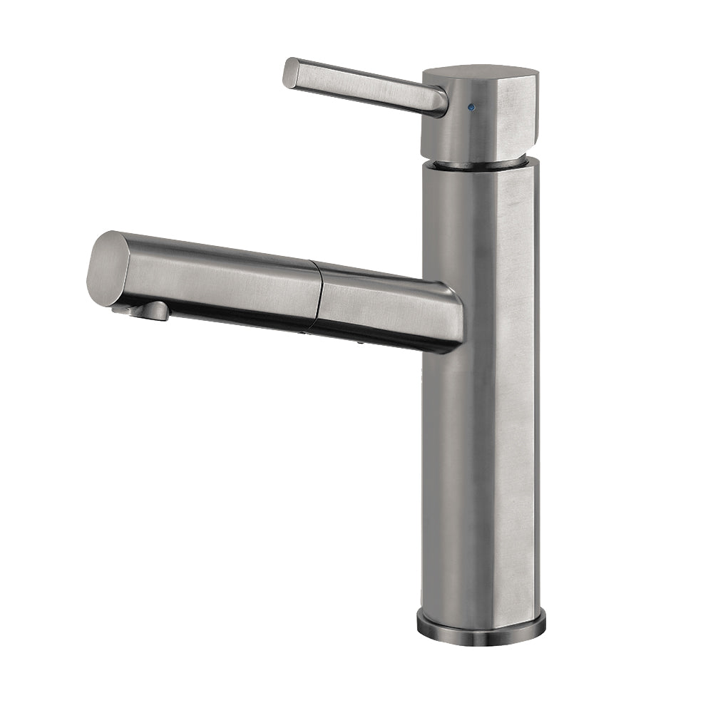 Waterhaus Solid Stainless Steel Single Lever Kitchen Faucet with Pull-Out Spray Head