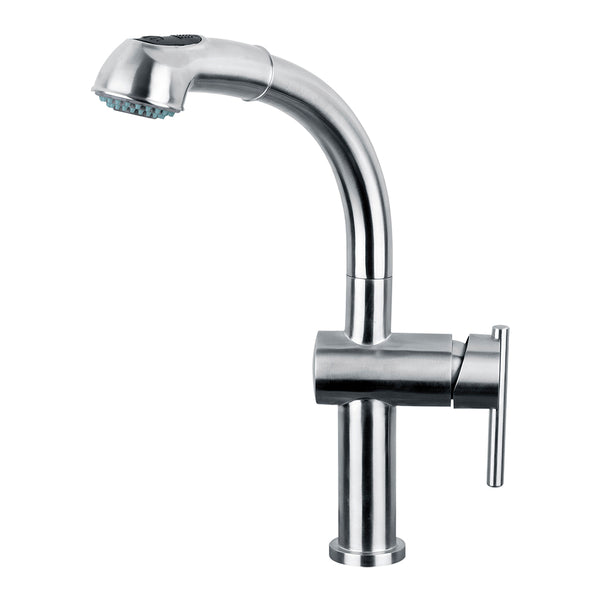 Waterhaus Lead Free Solid Stainless Steel Single-Hole Faucet with Pull Out Spray Head and Solid Lever Handle 