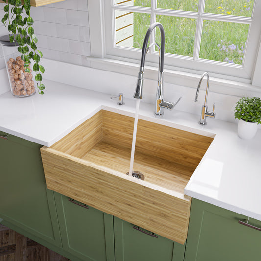 ALFI brand AB3021 30" Single Bowl Bamboo Kitchen Farm Sink