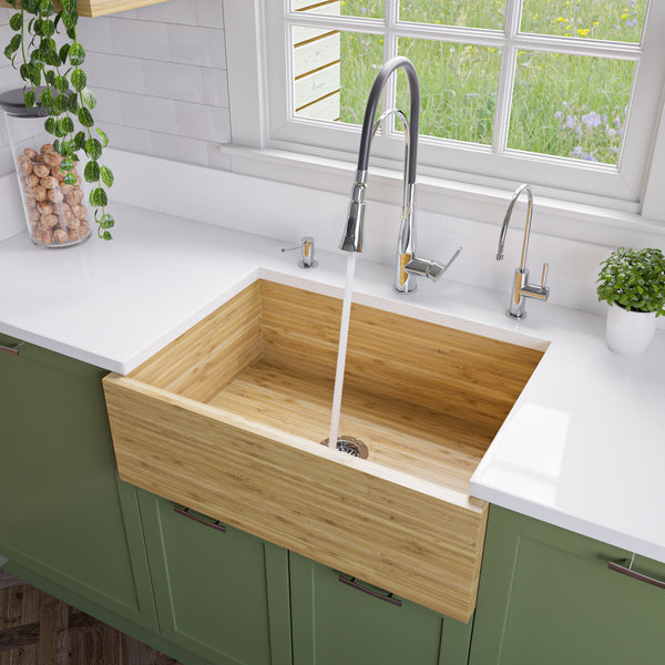 ALFI brand AB3021 30 Single Bowl Bamboo Kitchen Farm Sink