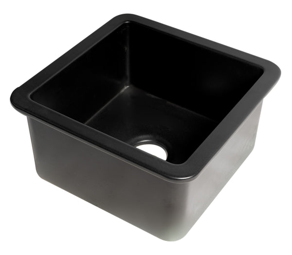 ALFI brand ABF1818S-BM Black Matte Square 18 x 18 Undermount / Drop In Fireclay Prep Sink